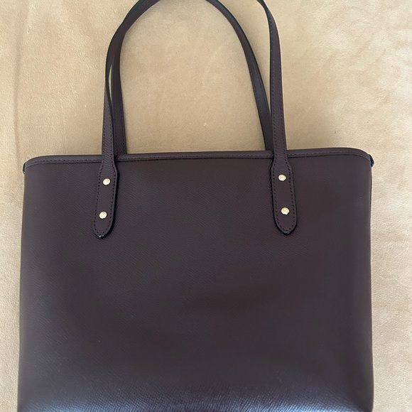 Coach Dark Brown Leather Tote with Gold Hardware - Picture 3 of 7
